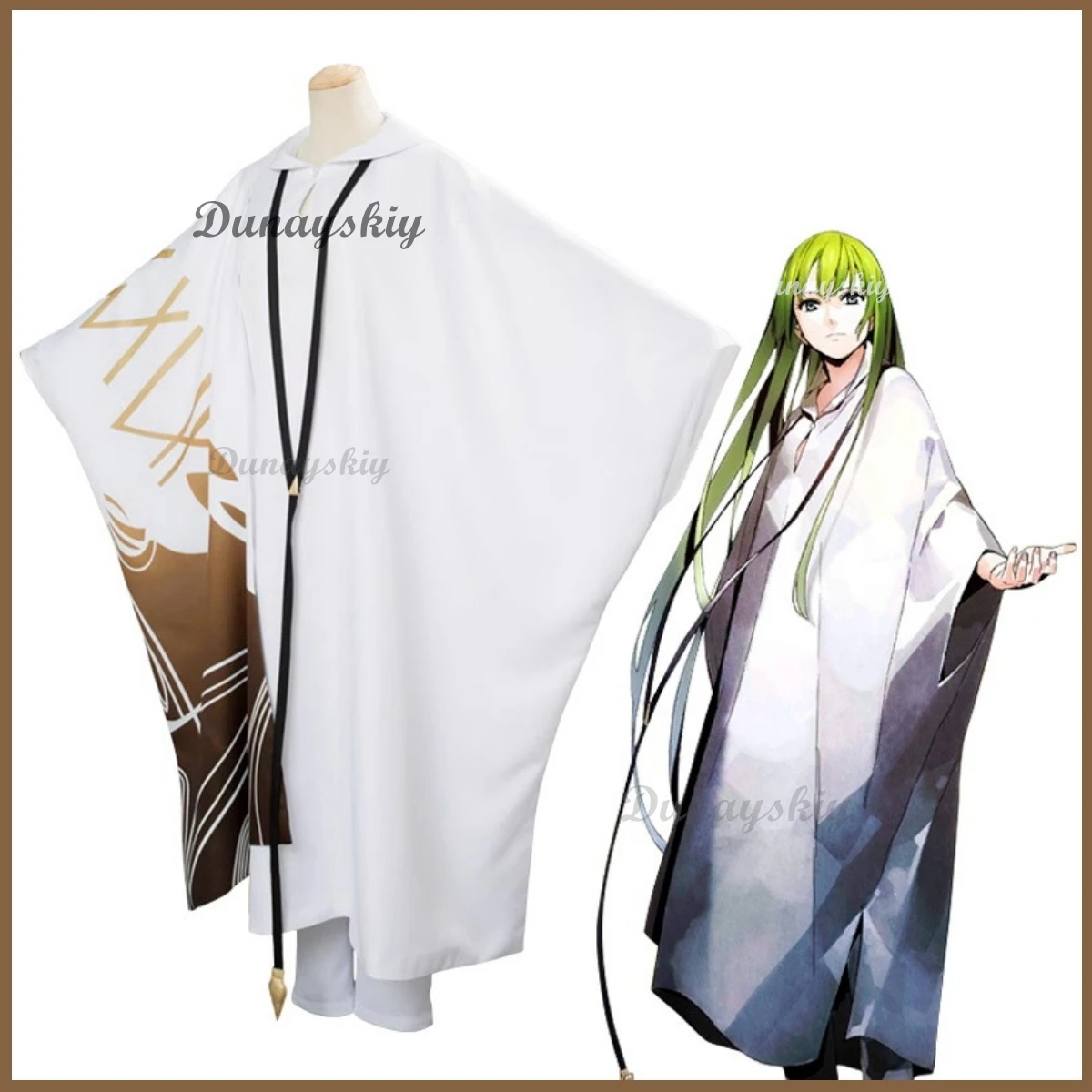 Costume de Cosplay avec Perruque pour Homme et Femme, Jeu d'Anime Fate/Strange Fake -Whispers of Foster-Enkidu, Uniforme Everak Blanc, Mascotte Tim ade Ball Trempé