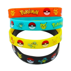 POKEMON Pet Elf Lucu Pikachu Pola Kartun Gelang Gel Silika Gelang Anime Pokemon Mainan Pesta Anak-anak Hadiah Ulang Tahun 10 gelang penjualan terbaik pikachu - №