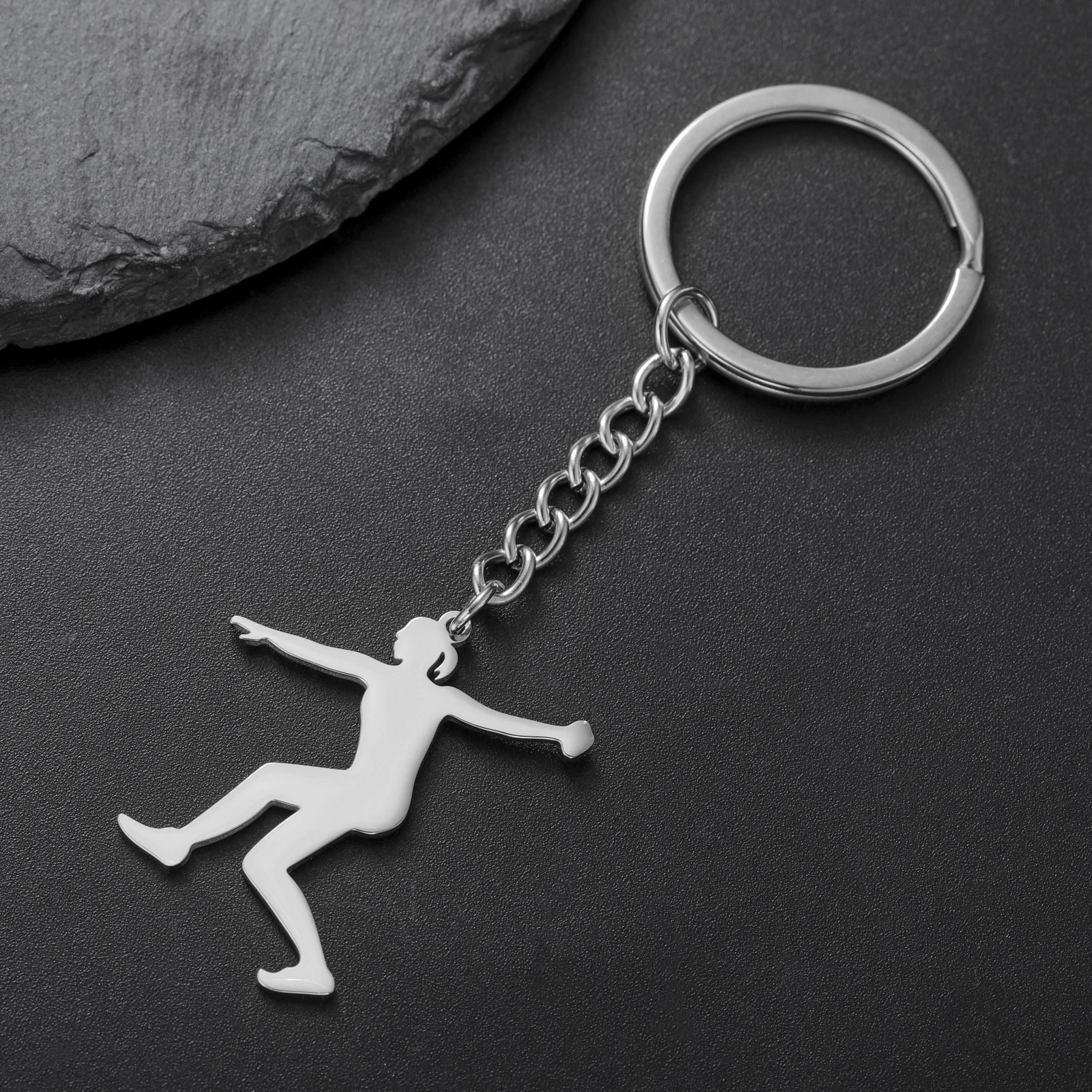 COOLTIME Discus Thrower Keychain Stainless Steel Women Shot Put Competition Athletes Fashion Keyring Sport Jewelry Gift