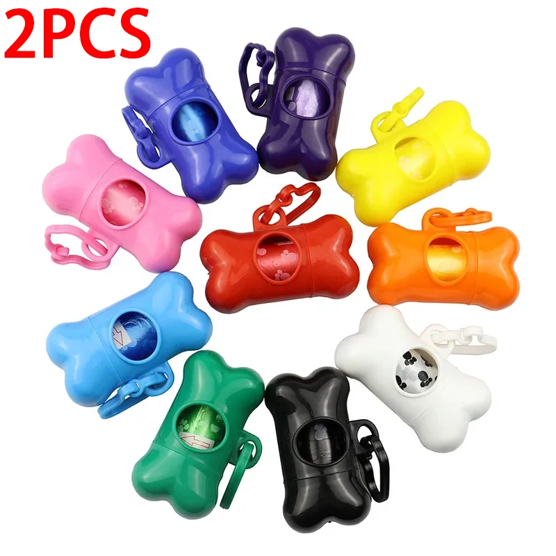 2PCS Bone Shaped Poop Bag Dispenser Pet Dog Waste Bag Holder Plastic Garbage Bag Dispenser Carrier Case Disposal Bag Dispenser