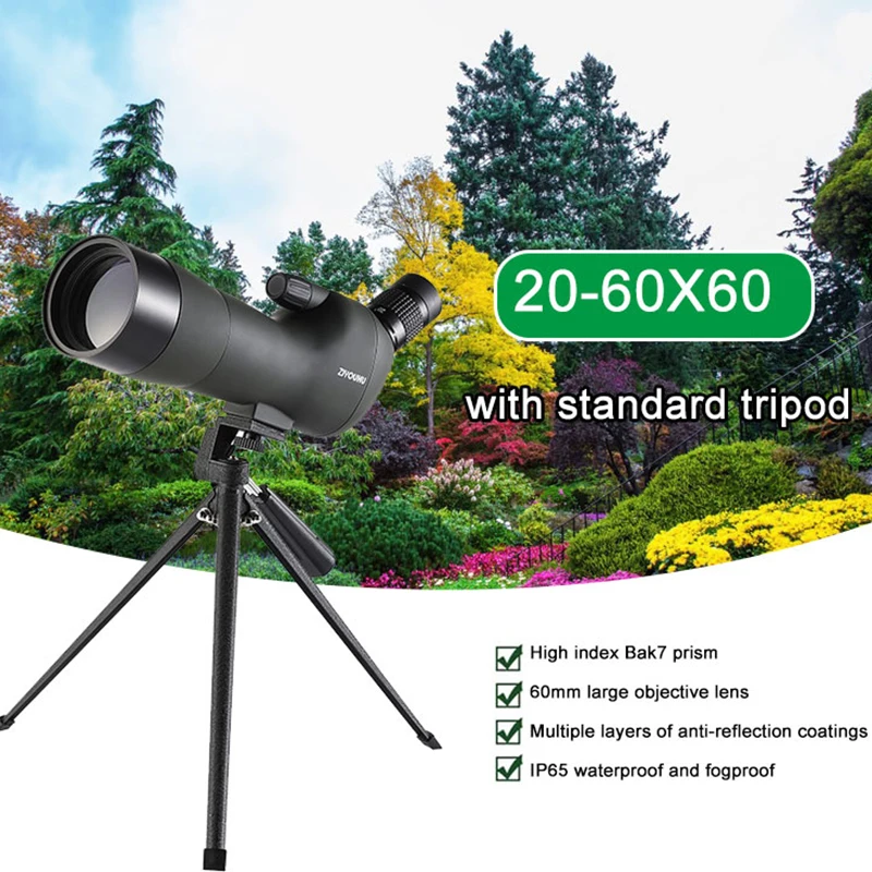

ZIYOUHU 20-60x60 SE Zoom Monocular Telescope - HD High Power Low Light Vision Birding Scope for Adults/Kids,