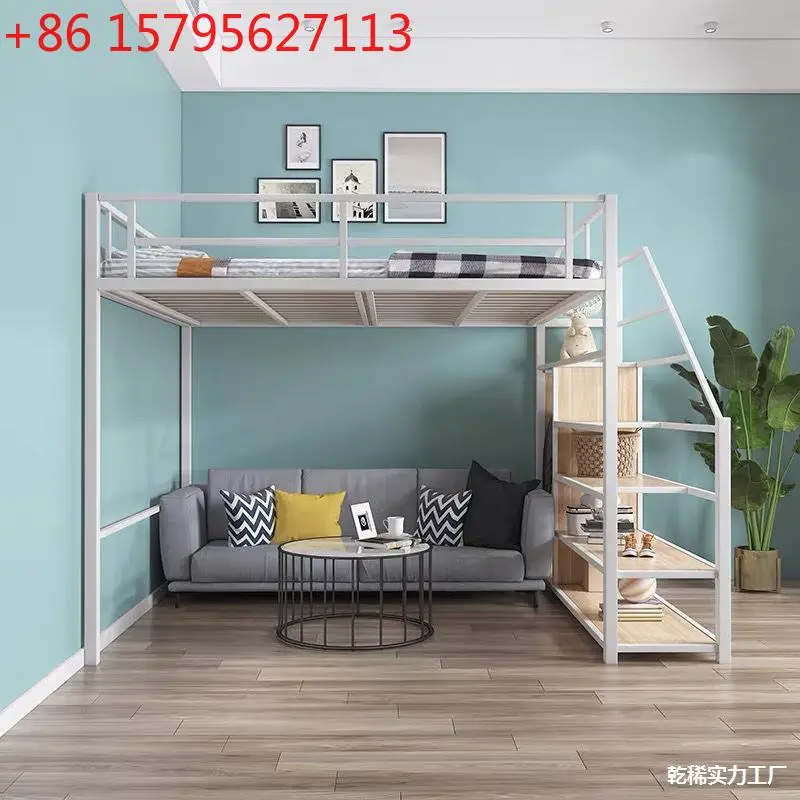 Double-layer small apartment functional two-layer duplex bed wrought iron bed