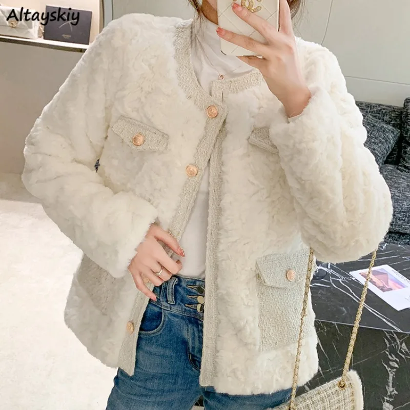 

Plus Velvet Jackets Women Winter Elegant Female Temperament Thicken Warm Tender Skin-friendly All-match Korean Style Minimalist