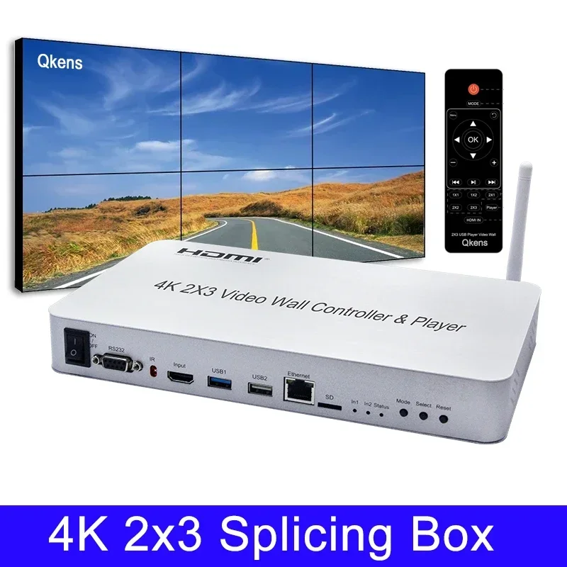 4K 1080P 2x3 Splicer 2x2 Splicing Screen TV Wall Processor HDMI USB Player Video Wall Controller Support KVM USB Keyboard Mouse