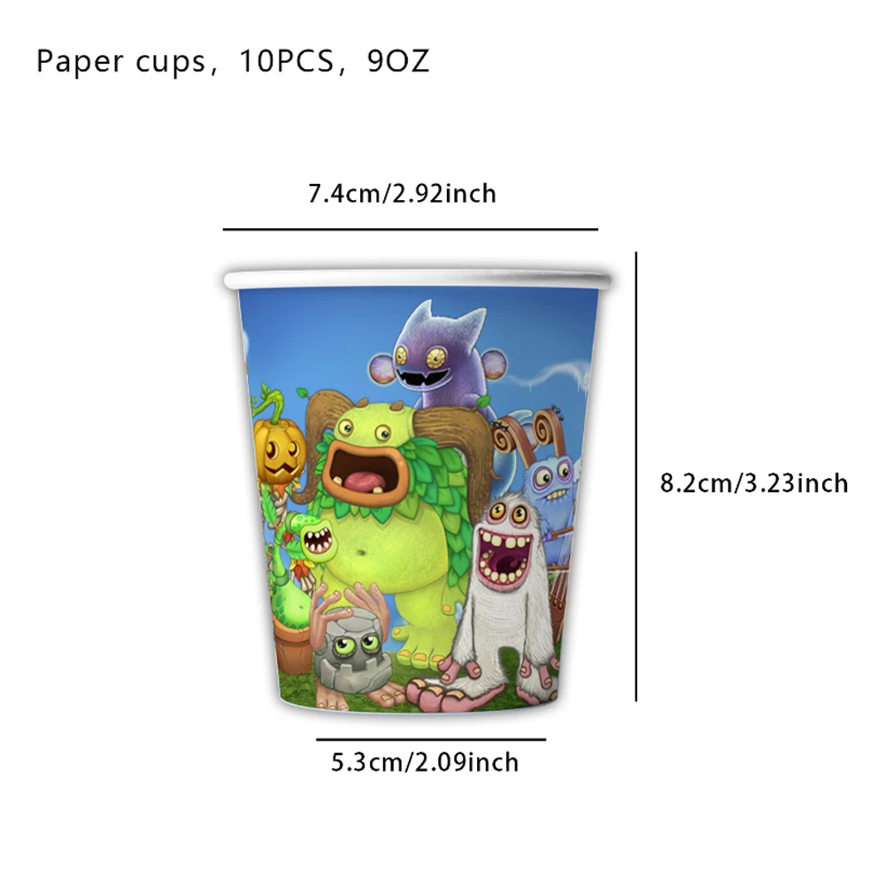 My Singing Monsters Theme Gamer Birthday Party Decorations Kid Favor Gift Disposable Tableware Cups Plates Baby Shower Supplies