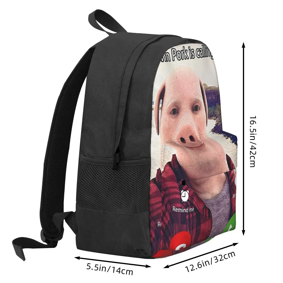 John Pork Is Calling Funny Answer Call Phone Classic Backpack Student BookBag Kids School Bag Laptop Shoulder Bags for Men Women
