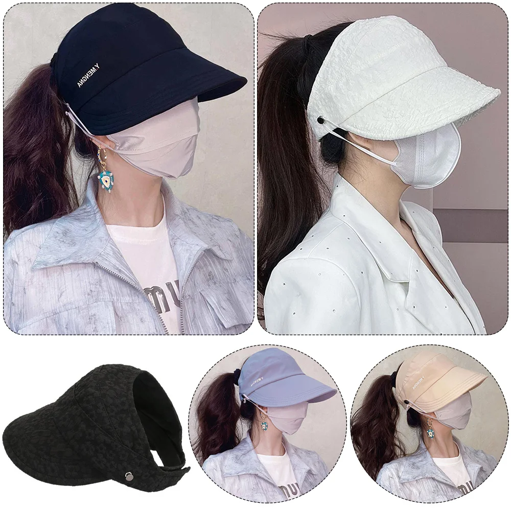 Fashion UV Protection Duckbill Caps Breathable Embossed Sunshade Hat Open Top Foldable Sun Protection Hat Women