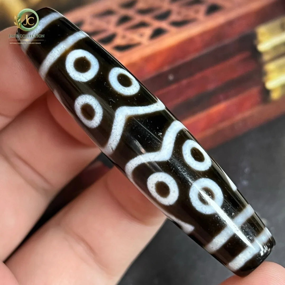 Rare Tibetan Old Oily Agate Dzi *11 Eyes* Bead Amulet Pendent 58mm Z0909