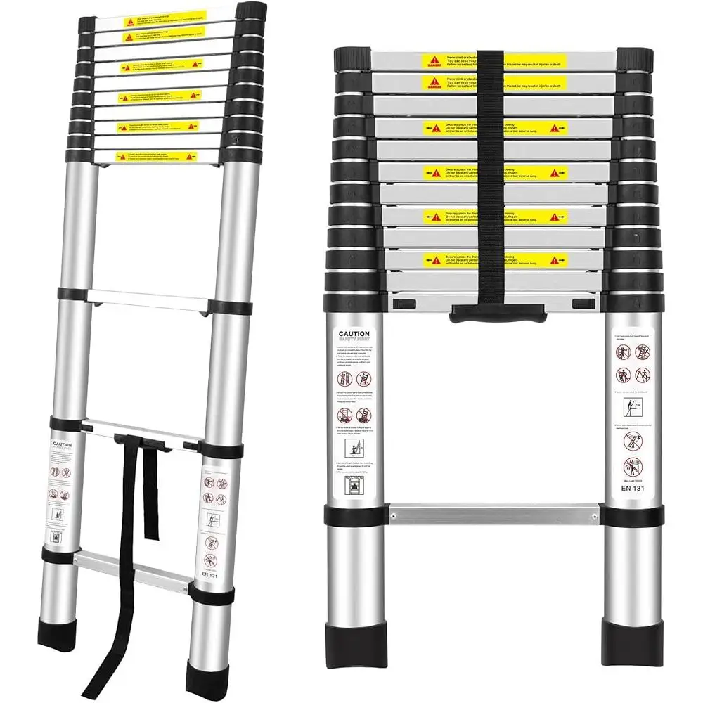 Telescopic Aluminum Ladder EN131 Certification 12.5ft Multi-Purpose Folding Ladder 150kg Load Lightweight Anti-Slip Design