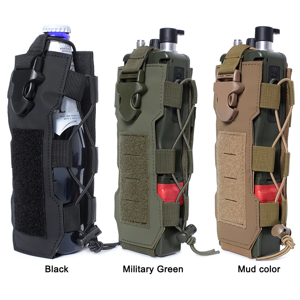 Molle Water Bottle Bag for Outdoor Travel Camping Hiking Fishing Drawstring Bottle Kettle Holder Pouch Tactical Tool Carrier Bag