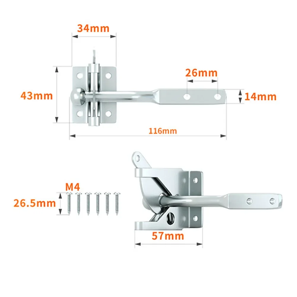 1Pcs Fence Latch Self Locking Gate Latch Automatic Gravity Lever Fence Gate Lock For Wood Gate Door Latches Steel  Lock Buckle