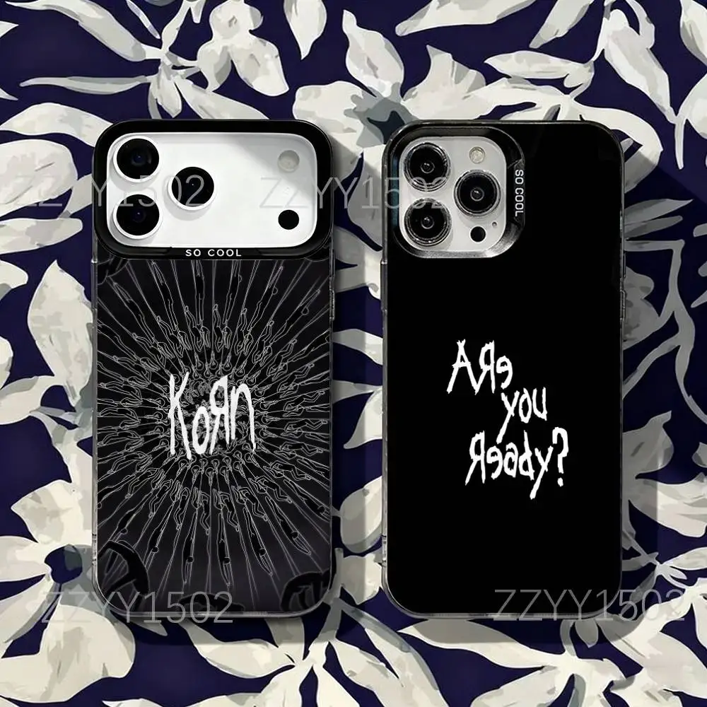 

K-Korn Rock Band Untitled For iPhone 17,16,15,14,13,12,X,8,Pro,Max,Plus,SE4,Air,Mini Anti-Slip Design Black IMD Matte Case