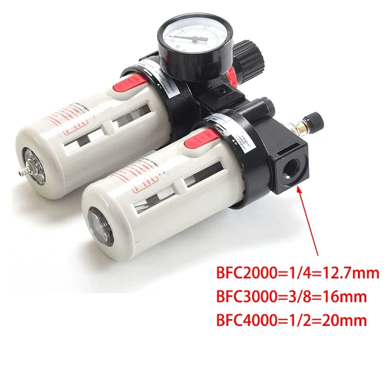 BFC2000 BFC3000 BFC4000 1/4 3/8 1/2 Air Compressor Oil Water Separator Filter Regulator Preparation Unit FRL Combination