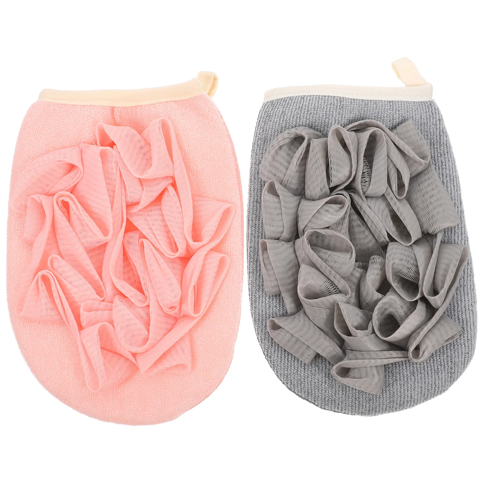 

2 шт. отшелушивающих мочалок-рукавиц для душа, для очищения тела, портативные аксессуары для ванны, скраберы для спины, для пенообразования