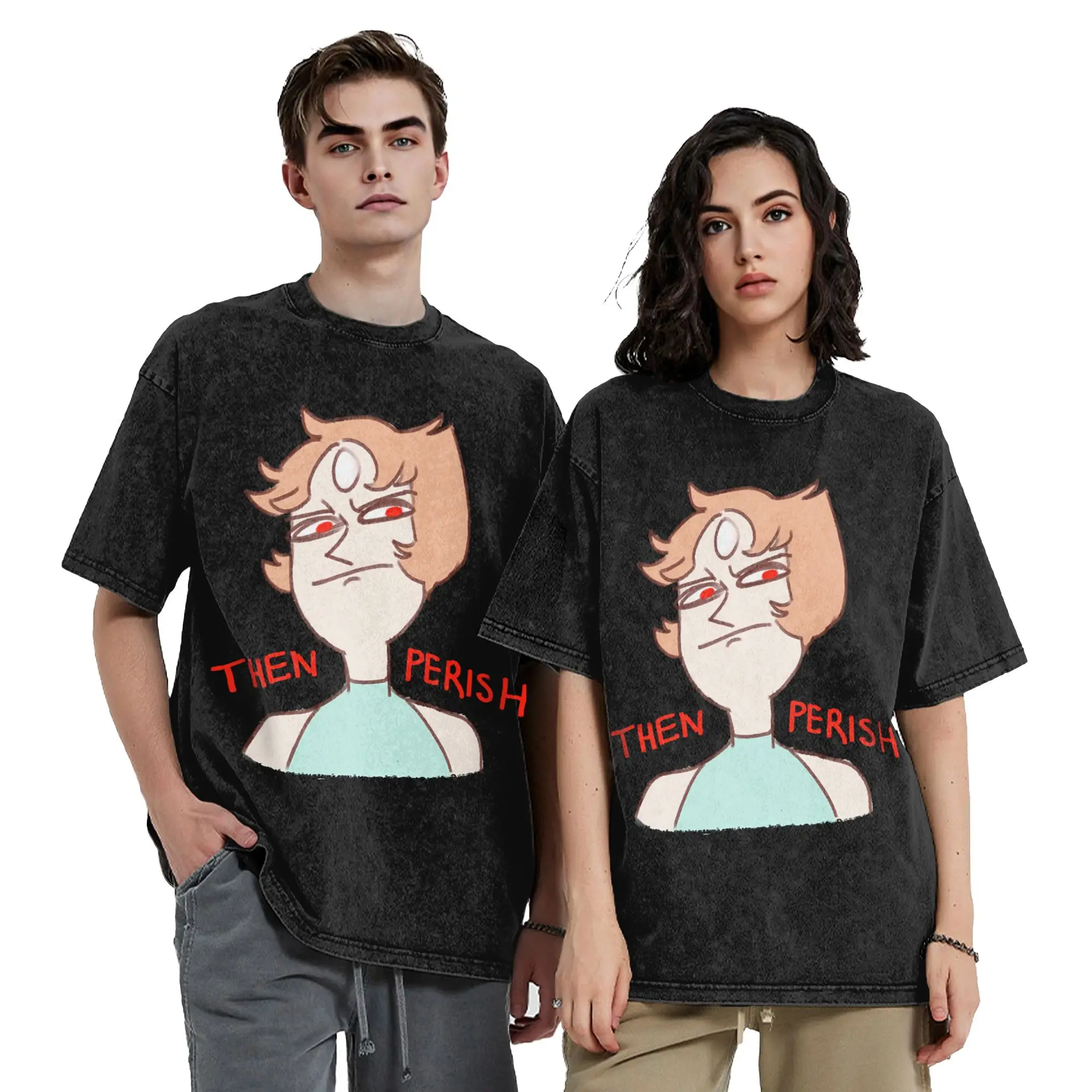 Porl Stevens Universes Washed T Shirts Streetwear Hip Hop Fashion T-Shirts  Tees Men Women Cotton Oversize Summer