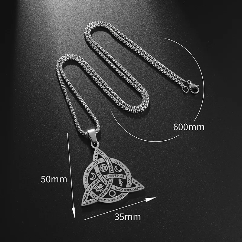 Vintage Nordic Viking Stainless Steel Necklace For Men Women Celtic Knot Triangle Pendant Chain Fashion Party Jewelry Gift