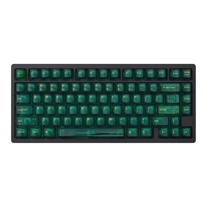 Y1UB Transparently Green PC Keycap Set for 115Keys OEM Ergonomic for Mechanical Keyboards MX Switches Keycaps