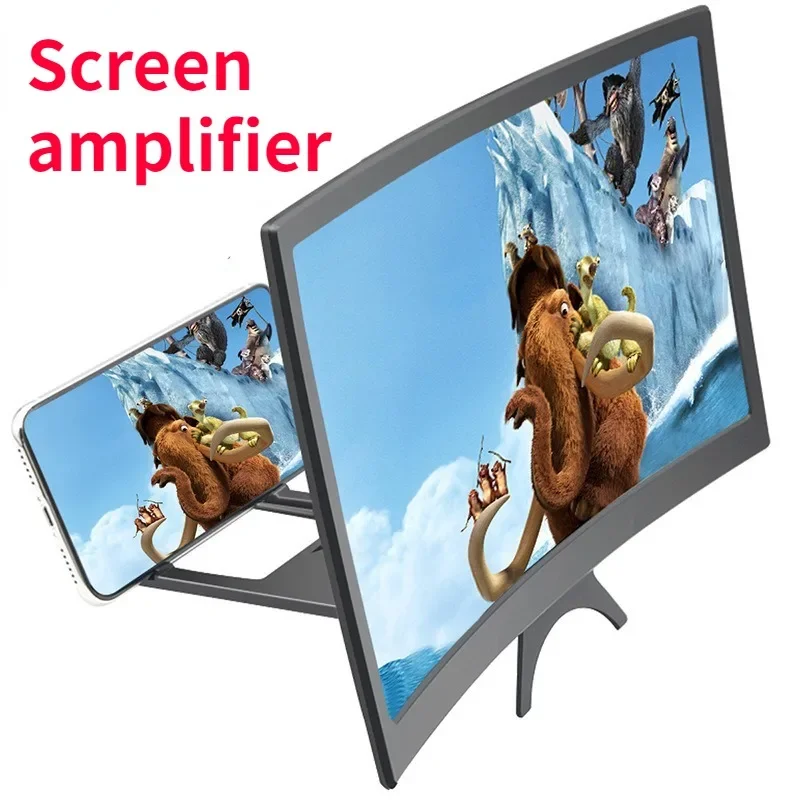 Lupa de pantalla HD para teléfono móvil 3D de 12 pulgadas, lupa de pantalla ampliada curvada plegable portátil Universal, película para teléfono inteligente