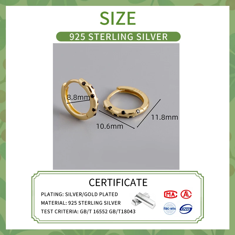 INZATT Real 925 Sterling Silver Zircon Round 18K Gold Hoop Earrings For Women Classic Fine Jewelry Geometric Accessories