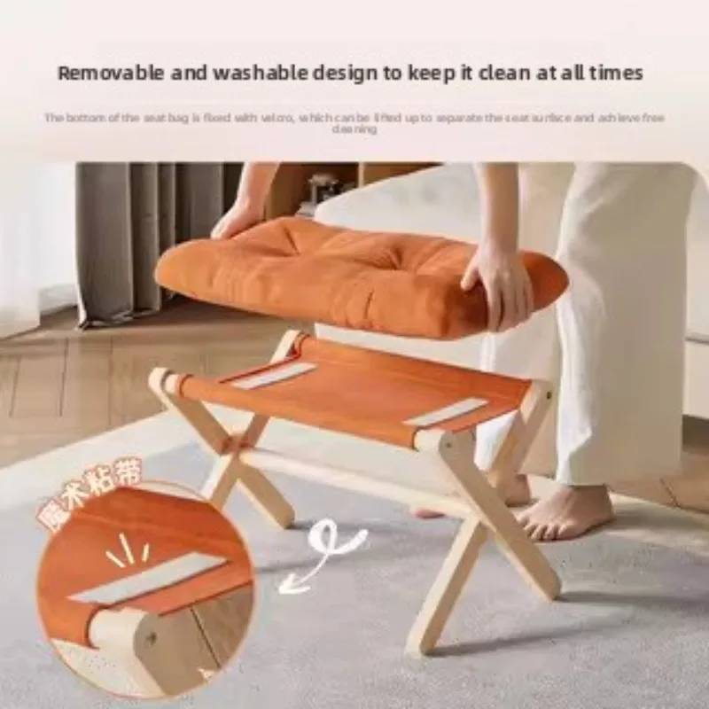 

Складной табурет для пеленания обуви из цельного дерева, табурет для обуви, диван, педаль для ног, офисный табурет для ног, пуфик, поддержка ног