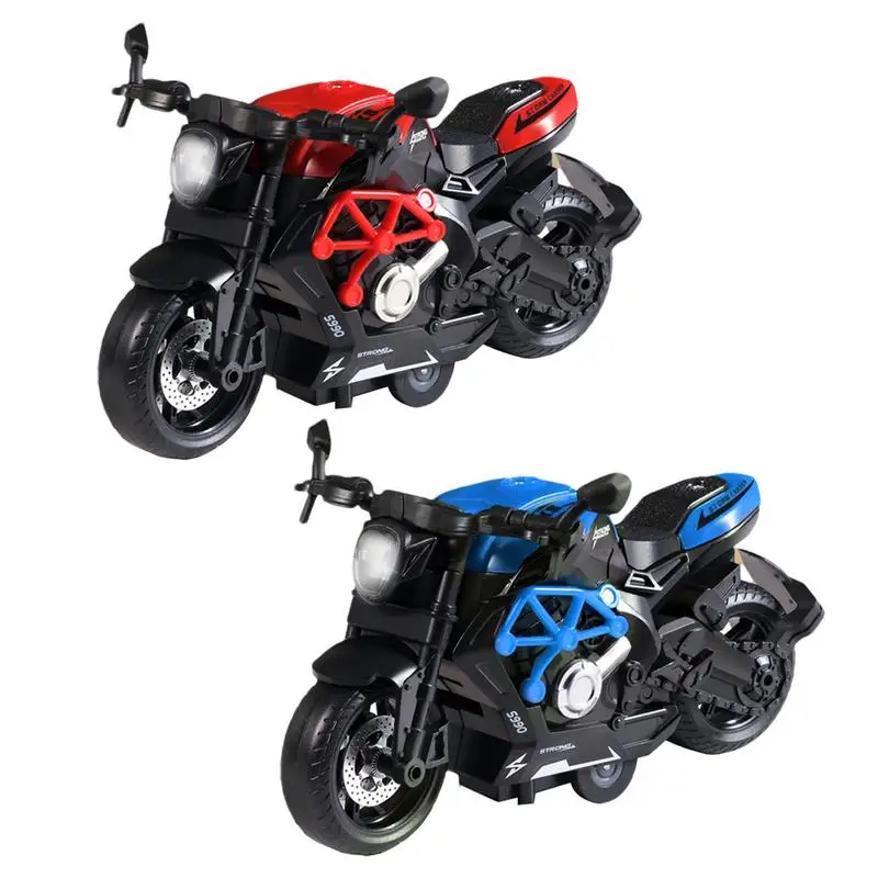 Pull Back Motorcycle Toy Highly Simulation Motorbike Model Pull Back Toys Colorful Flashing Lights Cool Engine Sound Die Cast