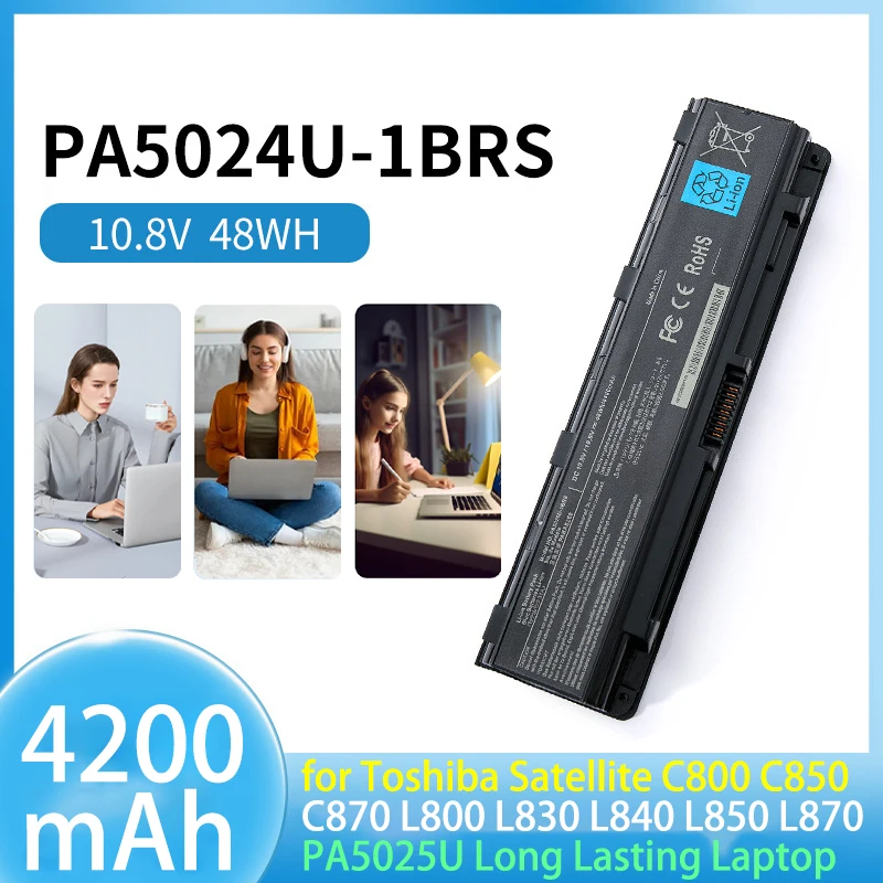 

PA5024U-1BRS аккумулятор для ноутбука 10,8 В 4200 мАч для Toshiba Satellite C800 C850 C870 L800 L830 L840 L850 L870 PA5025U внешний аккумулятор