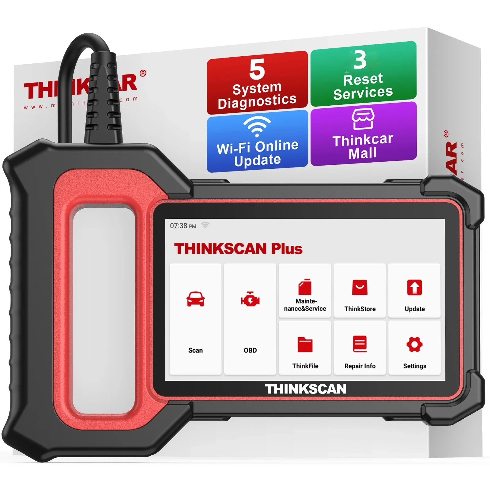 Thinkscan Plus S4 OBD2 Scanner ABS/SRS/ECM/TCM/BCM System with 3 Resets OBDII Automotive Scanner Bluetooth Diagnostic Tools