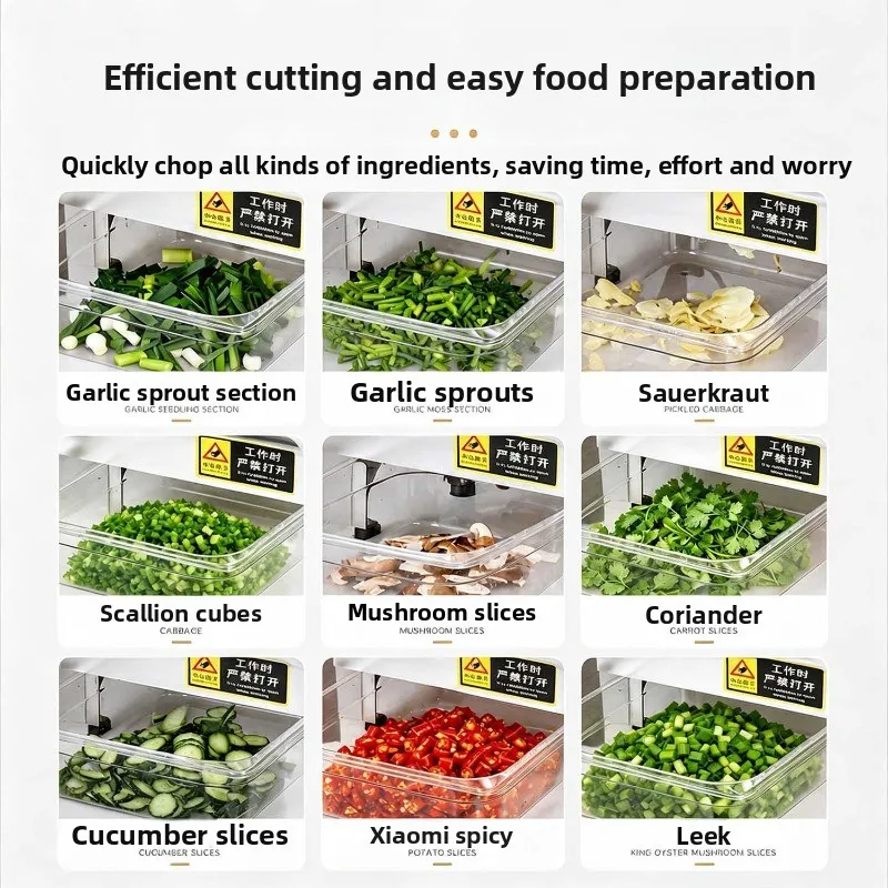 Commercial vegetable cutter: fully automatic track-type stainless steel electric multifunctional dicing and shredding machine