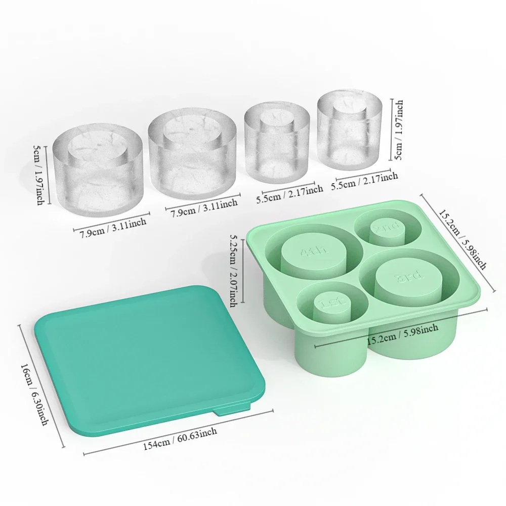 Silicone Ice Cube Tray for ST Ice Maker for Making 3 Hollow Cylinder Ice Cube Molds for Chilling Cocktails,Whiskey,Drinks