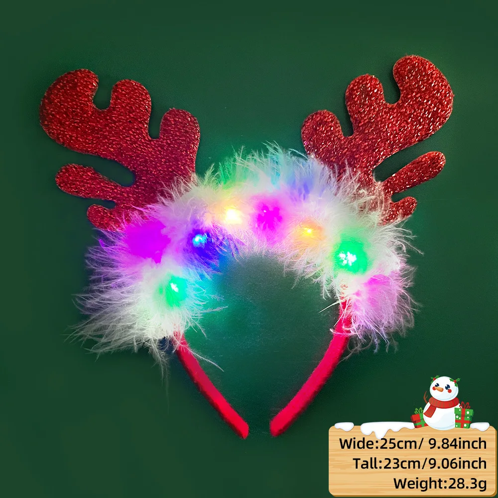 LED LED Weihnachten Stirnband Geweih Bunte LED Licht Weihnachten Stirnband Leuchtende Weihnachtsbaum Weihnachtsbaum Schneeflocke Haarband