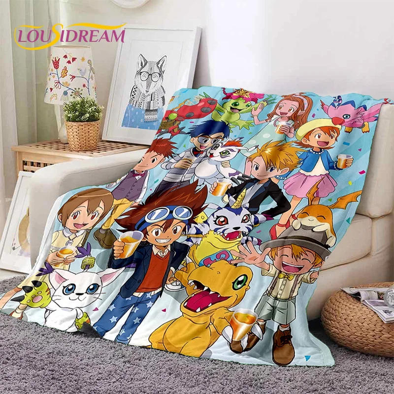 Retro Digimon Adventure Monster Cartoon Soft Flannel Blanket,Throw Blanket Comfortable Blanket for Picnic Beds Sofa Home Bedroom