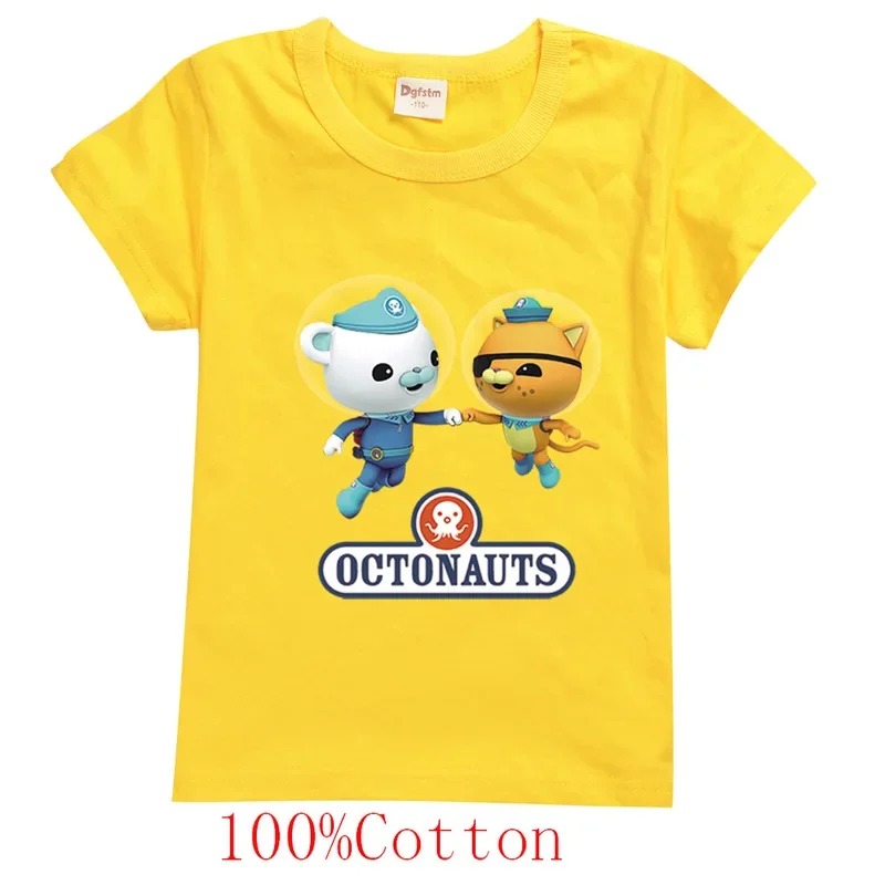 เสื้อยืดเสื้อผ้าเด็กผู้ชายลายการ์ตูนอนิเมะ The Octonauts สำหรับเด็กผู้หญิงเสื้อผ้าฤดูร้อนเสื้อแขนสั้นเสื้อนุ่มน่ารักสำหรับวันเกิด