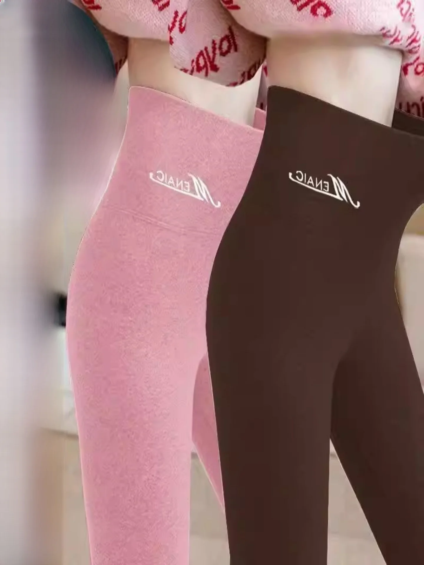 Self-Heating Double-Sided High-Waist Seamless Trousers Thermal Leggings Autumn Winter Base Layer Pants Outerwear Warmth