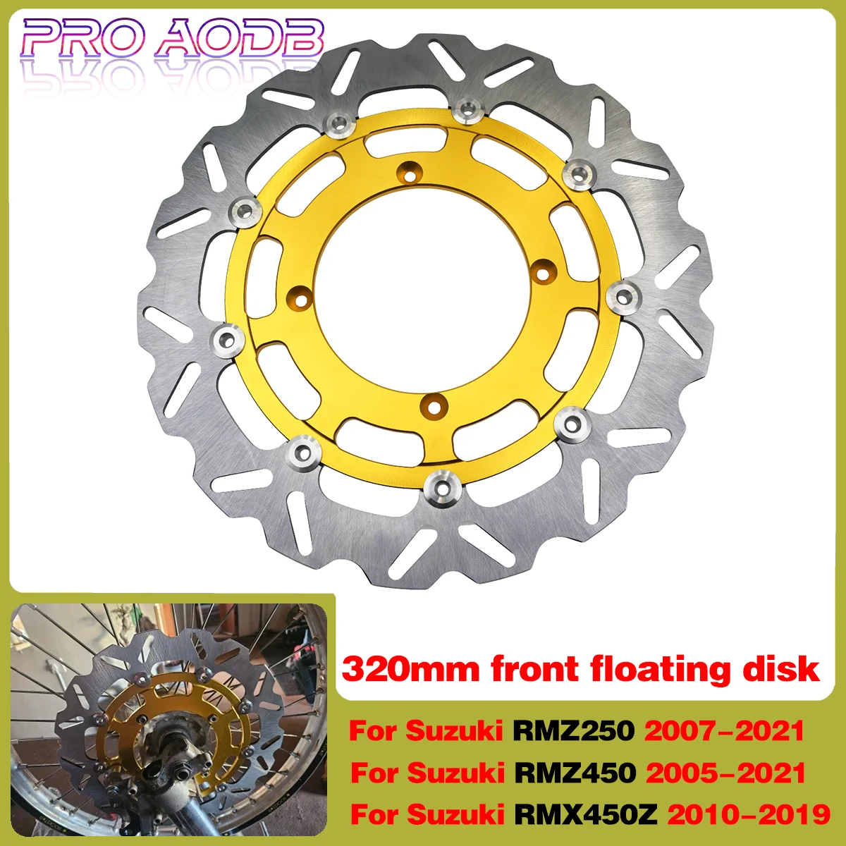 

For Suzuki RM Z250 Z450 RMZ 250 450 RMX450Z RMZ250 RMZ450 2005-2021Motocross 320mm Brake Front Caliper Floating Brake Disc Rotor