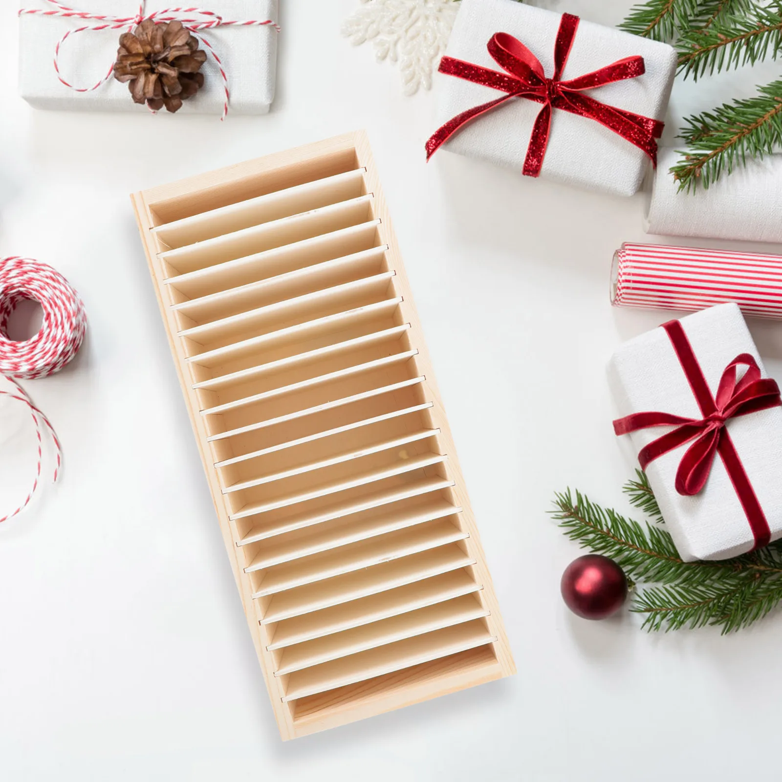 

Wooden Storage Box White Organizer Compact Size Light Weight Craft Ribbon Holder Gift Ribbon Box Sewing Accessories