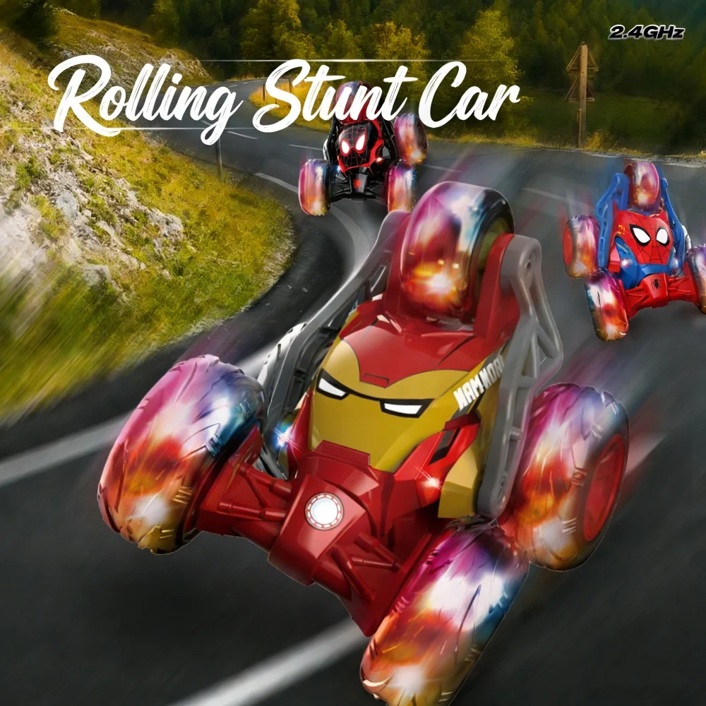 

Genuine Marvel 360-Degree Flip Remote-Controlled Toys Cars Cartoon The Avengers Iron Man Spider-Man Off-Road Toy Car Boys Gifts