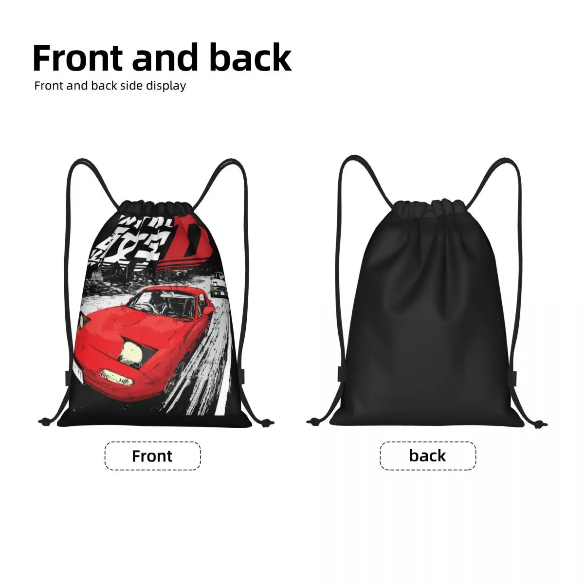 Custom Mountain Drift Racing Initial D Drawstring Backpack Bags Men Women Lightweight Gym Sports Sackpack Sacks for Yoga