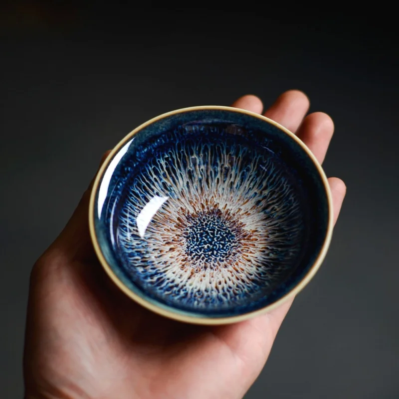 Kiln Transmutation Ceramic Jingdezhen Temmoku Glaze Jianzhan Kung Fu Small Tea Cup Tea Bowl Tea Tasting Cup Master Cup Single Cu