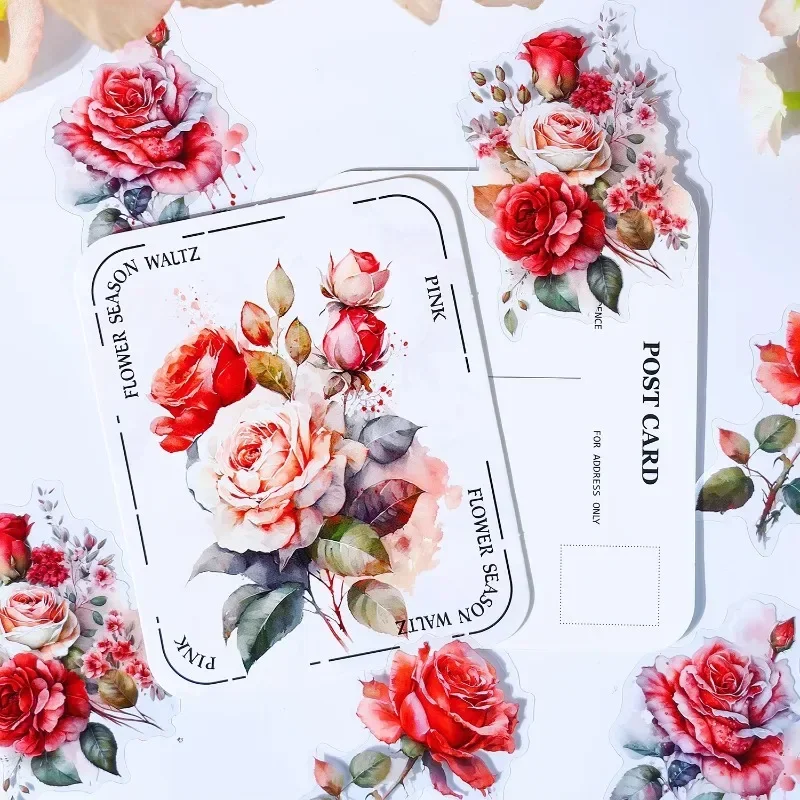 20 Stück Saison dekorative Aufkleber rund Tanz Vintage DIY Handbuch Blume tägliches Material für handgemachtes Sammelalbum 140 * 95 mm