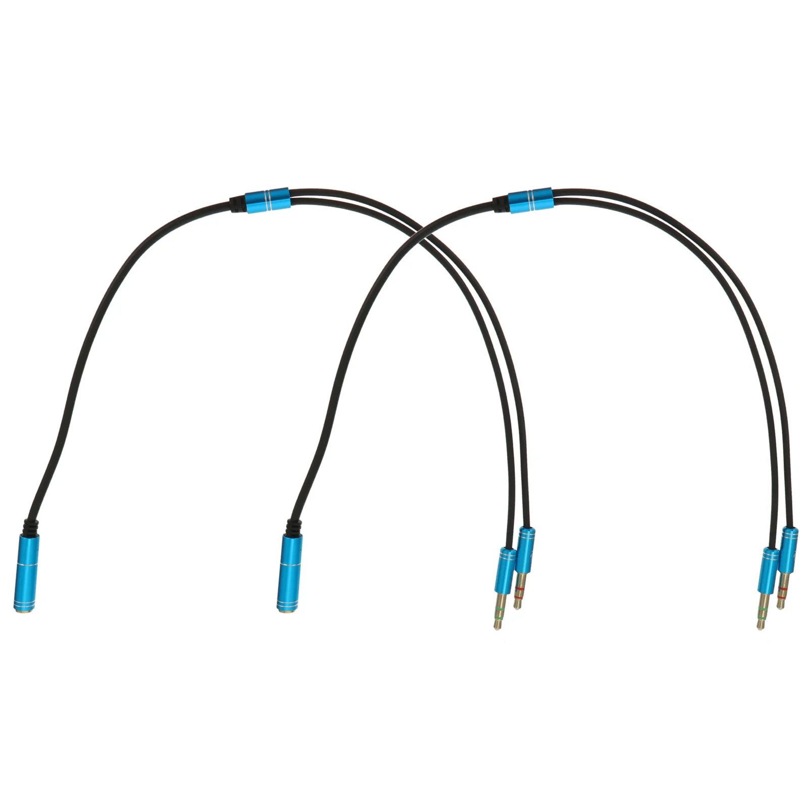 2pcs 3.5Mm Audio Extension Gold-Plated Y Aluminum Housing Oxygen-Free Copper Wire Noise-Free Transmission For Headphones