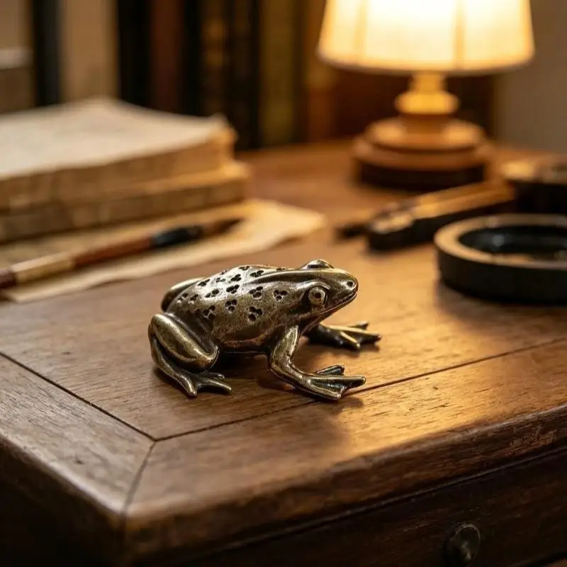 Vintage Kupfer Mini-Tierfigur Frosch-Statue Ornamente für Zuhause und Büro Schreibtischdekoration Geschenke – Detail 2