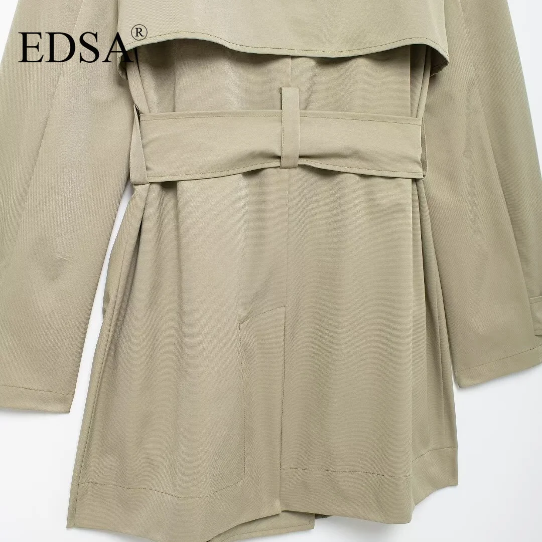 EDSA Women\'s Trench Coat 2024 Autumn Elegant Jacket Ladies Fashion Casual With Belt Windbreak Long Sleeve New Outerwears