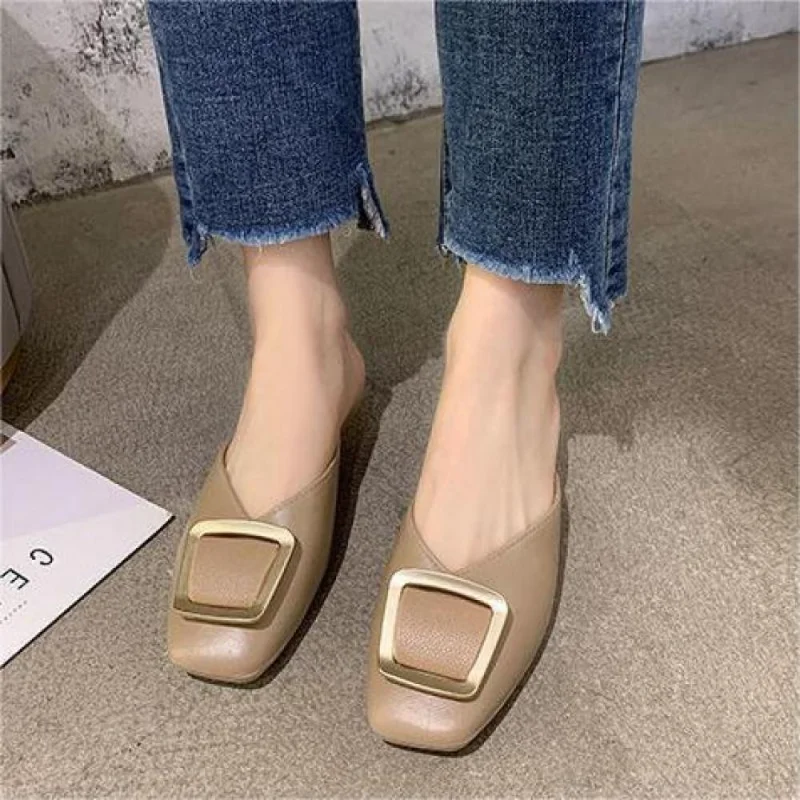 Maogu Square Toe Mules Low Heel Ladies Comfortable Sandals Fashion Casual Female Slipper Flat 2023 Women Slippers Summer Elegant