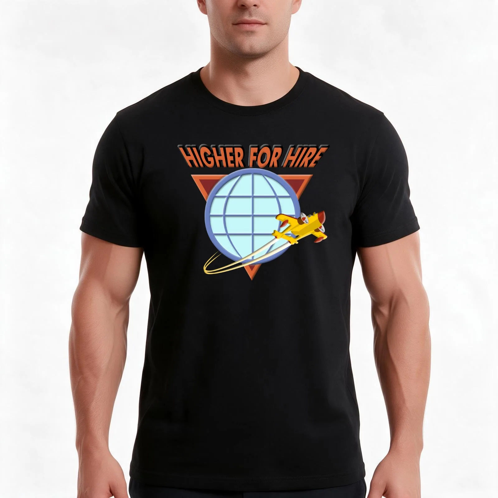 Higher For Hire T-Shirt, Summer Casual Cotton Tee, Oversized Streetwear Tops, Vintage Graphic Print, Loose Fit Short Sleeve