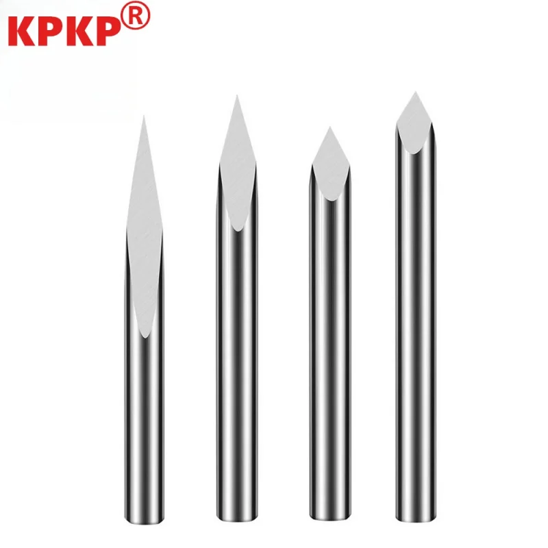 V-shape Carbide Gravação Bit Triangularmilling Cutter Madeira Acrílico Pvc Jade Metal Cnc Carving Tool 3.175 mm Bordas mm