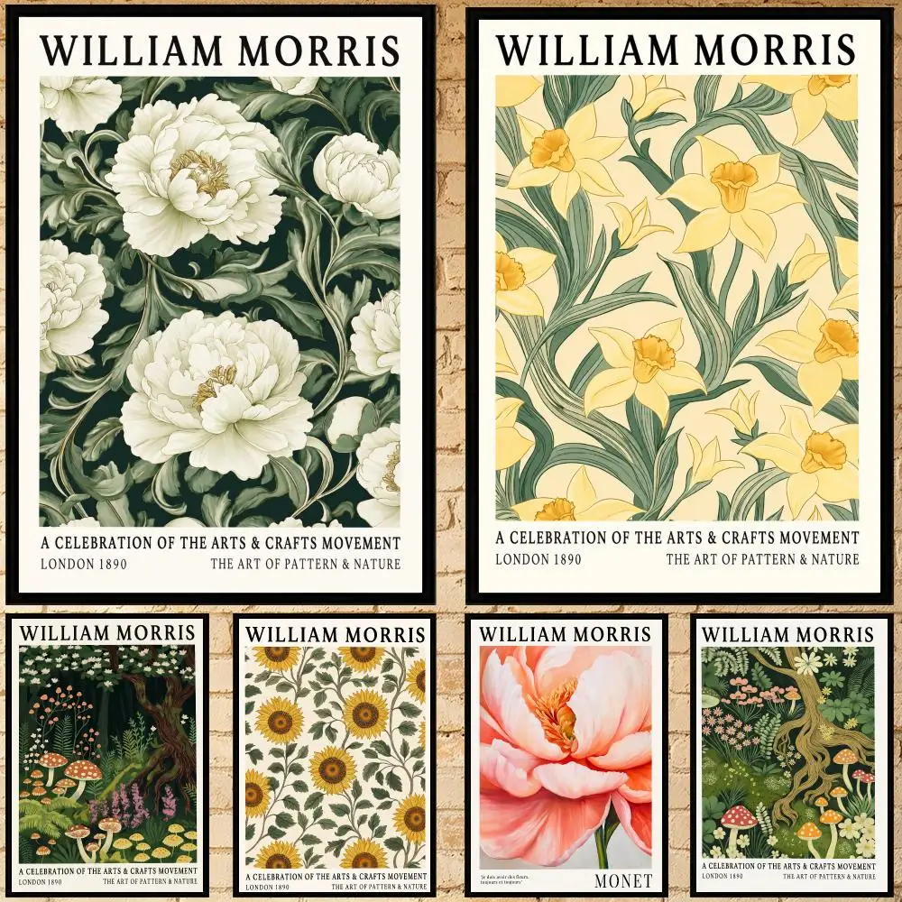 art William Morris Poster Poster HD Waterproof Self-adhesive Art Print Wall Decor for Bedroom Living Room Gift