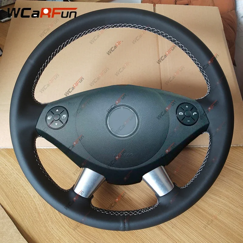 WCaRFun Black Artificial Leather Steering Wheel Cover for Mercedes Benz Viano E30 639