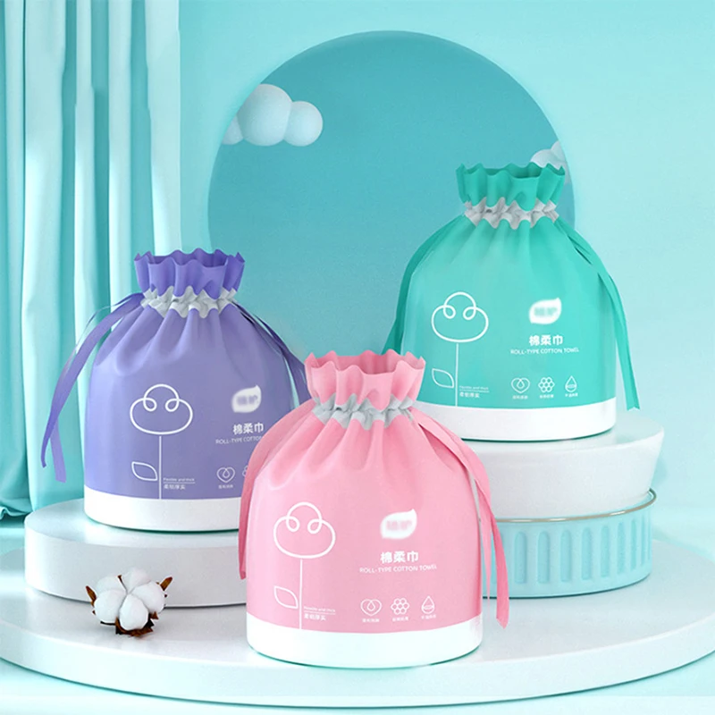 Toalla de limpieza Facial desechable, paño suave de algodón grueso, paño de lavado para el cuidado de la piel, rollo de pañuelos, 40 hojas