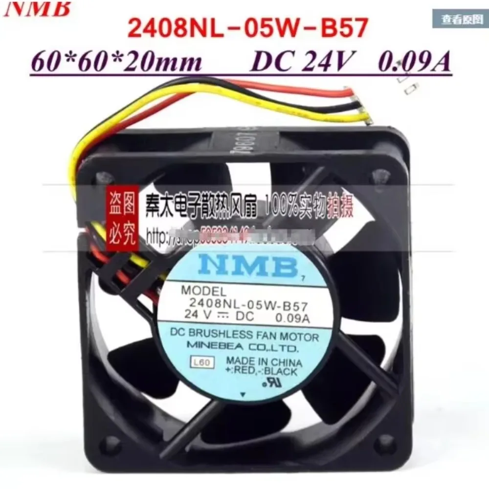 

Вентилятор охлаждения NMB-MAT 2408NL-05W-B57 L60, DC 24В, 0.09А, 60x60x20мм, 3-проводной