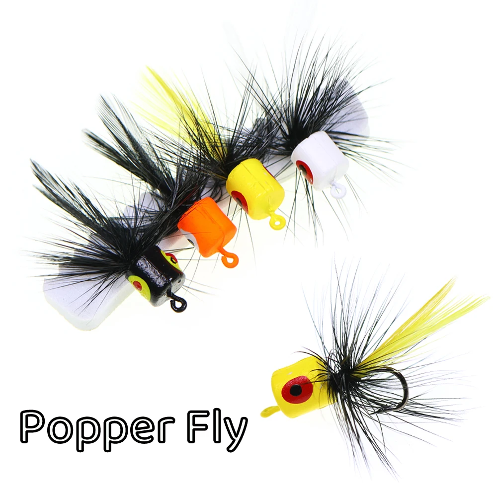 # 10 Popper-Fliegenfischerköder, schwimmende Schaumstoff-Oberflächenköder für Salzwasser mit 4 Farbmuster für Barsch, Panfisch, Forelle, Brassen